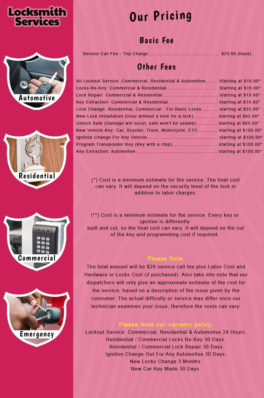 Pompton Lakes NJ Locksmith Store Pompton Lakes, NJ 973-210-7408 - price-list-c-18